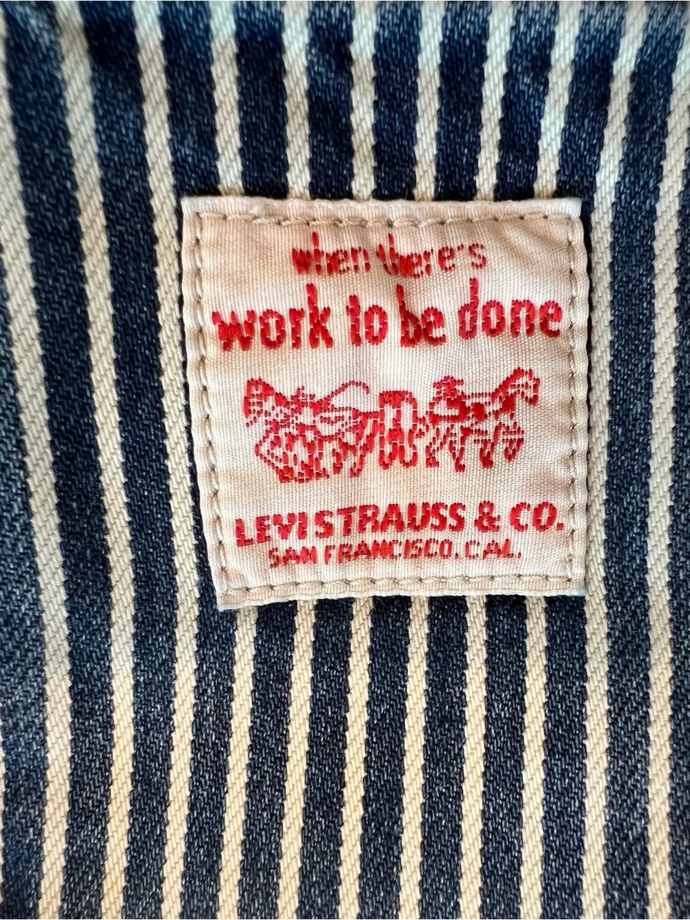 Levi's Navy and White Striped Work Relaxed Jeans - Picture 10 of 12